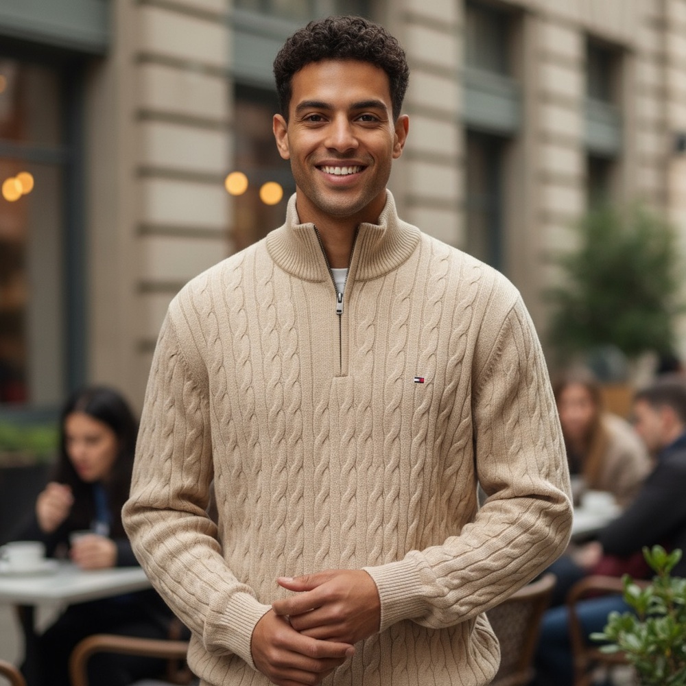 Tommy Hilfiger Cream Cable Knit Sweater